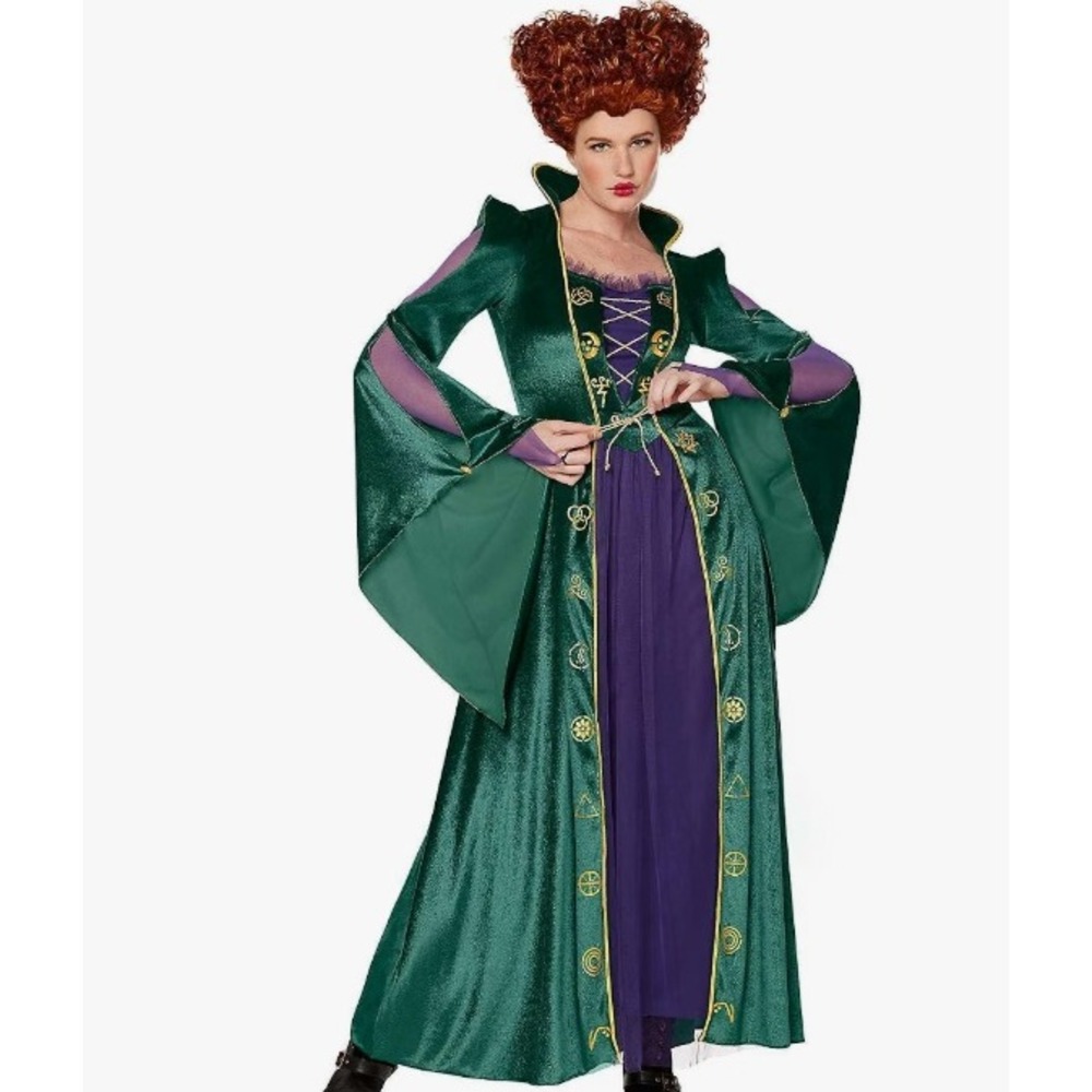 Disney Hocus Pocus Winifred Sanderson Costume Women XL Green Purple Excellent